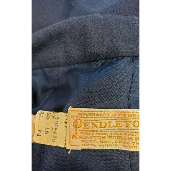 Vintage Pendleton Wool High-Waisted Navy Trousers, Back zip, 29" W, Size 16 - Picture 7 of 9